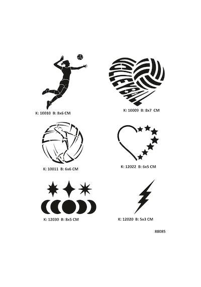 Voleybol Aşkı Geçici Dövme Stencil Seti Spreysiz