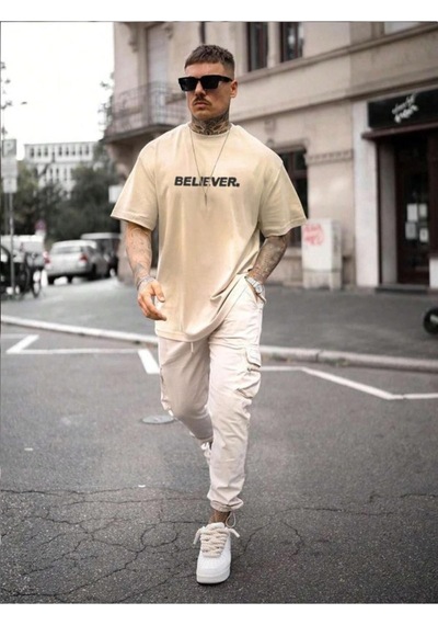 Altamira Erkek Believer Baskılı Oversize T-shirt 001