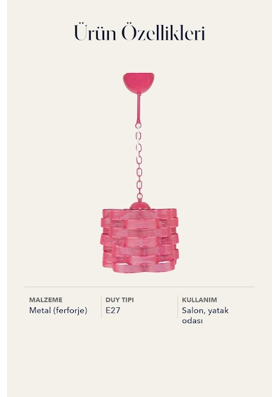 Tekli Ferforje Petek Sarkıt Avize Koyu Pembe Salon Yatak Odası Tekli Ferforje Petek Sarkıt Avize Koyu Pembe Salon Yatak Odası