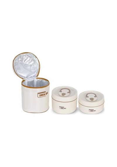 Lunchbox 2'li Paslanmaz Çelik Yemek Termosu Krem
