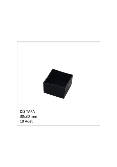 Plastik Dış Tapa, Profil Tapası, Kare, Siyah, 30x30 Mm 10 Adet Siyah