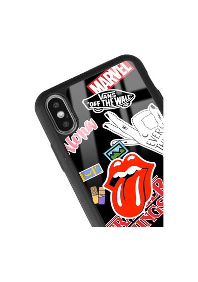 Apple Uyumlu iPhone X - Xs Sticker Tasarımlı Glossy Telefon Kılıfı Çok Renkli