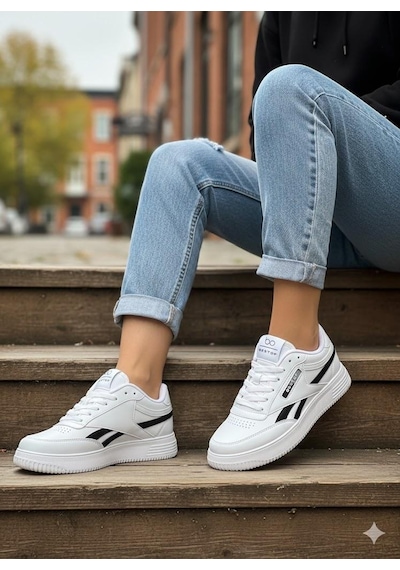 Fort 2014 Best Rahat Hafif Sneaker Spor Ayakkabı Beyaz - Siyah