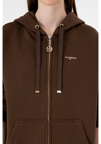 U.S. Polo Assn. Kadın Kahverengi Şardonlu Kapüşonlu Sweatshırt 50314130-VR029 U.S. Polo Assn. Kadın Kahverengi Şardonlu Kapüşonlu Sweatshırt 50314130-VR029