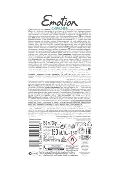 Emotıon Aqua Kiss Deodorant, 150 Mililitre
