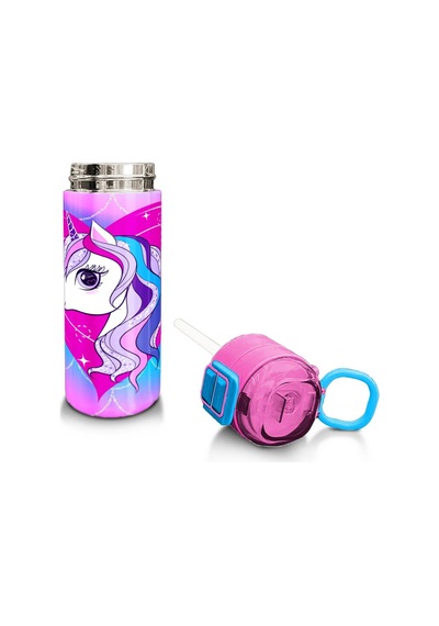 Coral High Kids Mor Pembe Unicorn Desenli Pipetli Ve Direkt İçim Çelik Termos 500 Ml 31807 Yeşil