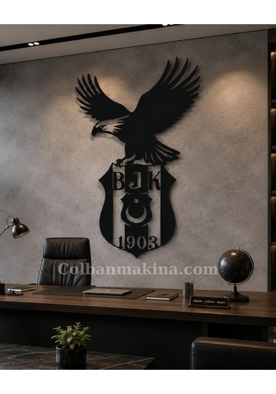 Beşiktaş Logo'su Metal Duvar Görseli Siyah