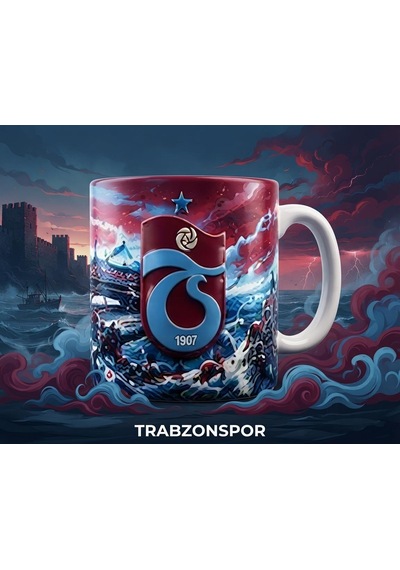 Trabzon Spor Bordo Mavi Kupa Bardak Taraftara Özel Tasarım Yüksek Kaliteli Kupa Beyaz