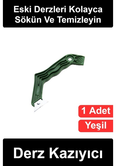Derzkazıyıcı Derz Kazıyıcı Yeşil Saplı Metal Uçlu Dişli Seramik Fayans Karo Arası Temizleme Sökme A