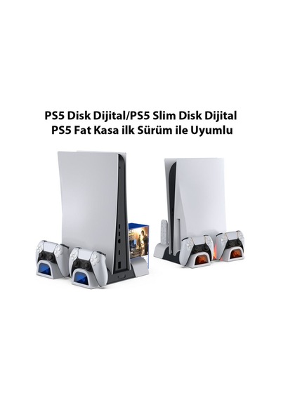 Ps5 Disk Dijital/ps5 Slim Disk Dijital Uyumlu Multi Fonksiyonel Soğutucu Şarj İstasyonu