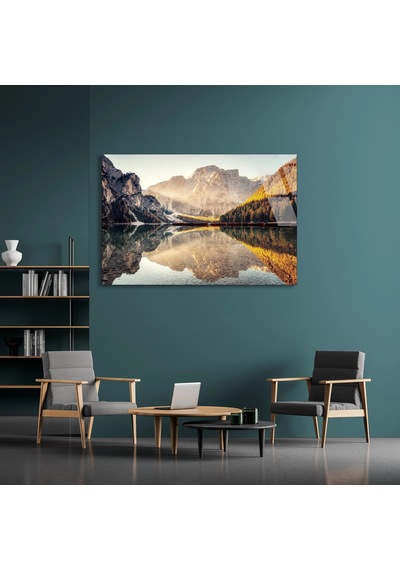 Dağ Gölü Yansıması - Cam Tablo - Deg1272 125 X 80 Cm
