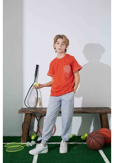 Tarık 6-11 Yaş Erkek Çocuk Pijama Basket 3944210 - Turuncu Turuncu