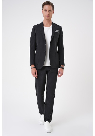 Efor Slim Fit Torba Cep Spandex Karışımlı Casual Siyah Ceket C 714 Siyah