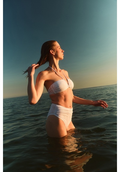 Açelyaokcu Premium Yüksek Bel İsis Fit Kadın Bikini Altı Beyaz