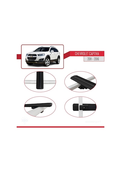 Chevrolet Captiva 2011-2016 Arası İle Uyumlu Basic Model Ara Atkı Tavan Barı Siyah 3 Adet