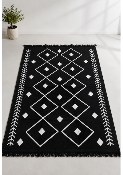 Kilim Paspas Çok Amaçlı Halı Makinede Yıkanabilir Toz Yapmaz Siyah