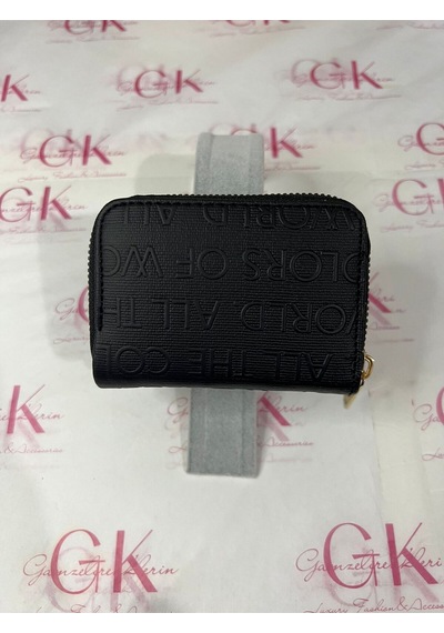 Gk Gamzelirenklerim Luxury Fashıon&accessorıes Kabartma Yazılı Cüzdan Mini- Çok Bölmeli Siyah