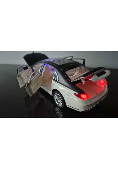 Metal Model Araç Mercedes S Class Oyuncak Araba Çek Bırak Sesli 23 Cm Beyaz Siyah
