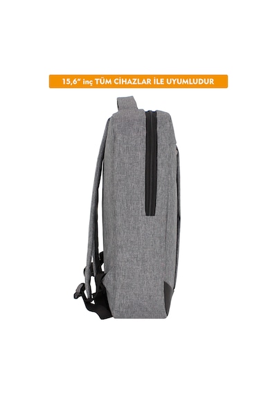 Dada Unisex Gri Laptop Sırt Çantası Okul Ofis İş Günlük Kullanım 15,6" İnç Su Geçirmez Kumaş Gri