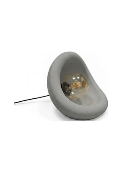 Modern Beton Dokulu Abajur Organik Oval Gece Lambası Masaüstü Komodin Lambası 25 Cm Gri