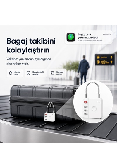 Hbb-k Hi Kilit Apple Android Uyumlu Akıllı Valiz Kilidi Beyaz