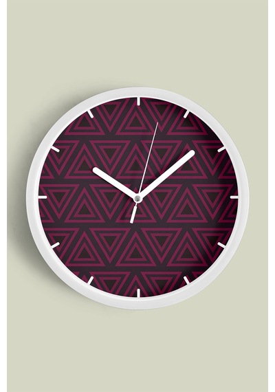 Geometrik Desenli Modern Tasarım Duvar Saati - 42cm - Önü Camlı Beyaz Kasa - Sessiz Mekanizma-jh0563 Beyaz