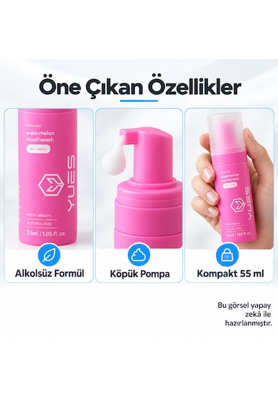Yues Karpuz Aromalı Köpük Ağız Gargarası Alkolsüz 55 Ml