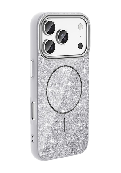 Subutu Apple Uyumlu iPhone 17 Pro Max Kılıf M-safe Şarj Özellikli Parlayan Simli Sbt Okso Kapak - Gold Altın