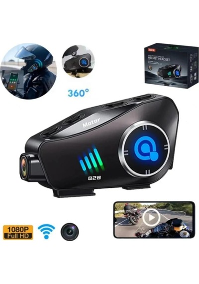 Motosıklet Kask Bluetooth Kulaklık Intercom Su Geçirmez Kameralı Hd1080p