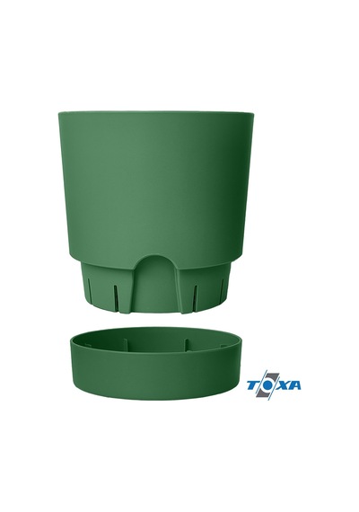 Begonya Saksı Tabaklı Drenajlı Mat Plastik Çiçek Saksısı 4 Adet, 3,3 Litre, 18cm, Yeşil Diğer