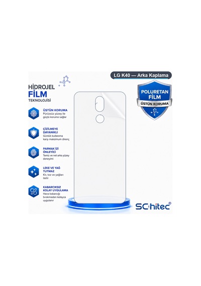 Schitec Lg K40 Uyumlu Arka Yüzey Hidrojel Koruyucu Film