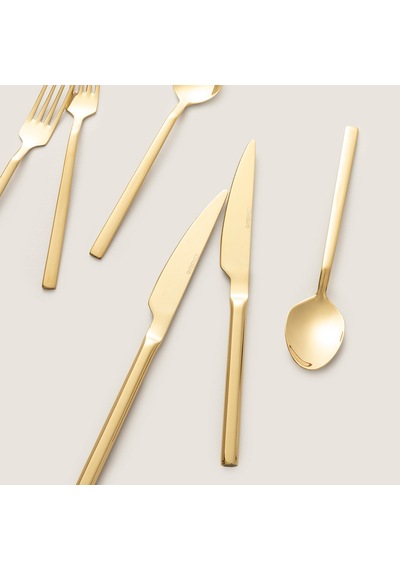 Destina 18 Parça Tatlı Çatal Kaşık Bıçak Seti Parlak Gold