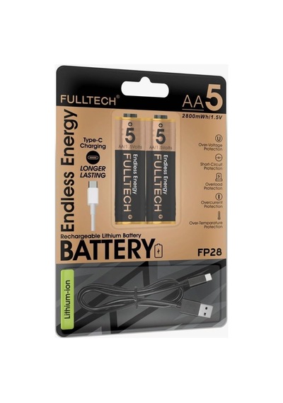 Şarjlı Kalın Kalem Pil Aa Şarj Edilebilir Pil 1.5v 2800mwh Lityum-ion Kalın Pil Aa 5 Type-c Şarjlı Aa, Her Paket, 2 Sku: Zeusstke78838b501
