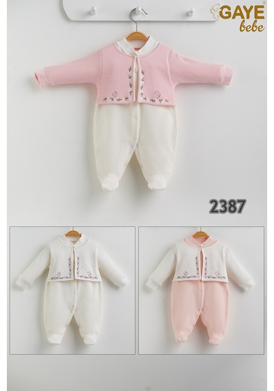 Kadife Tulum - Kız Bebek Beyaz - Pembe