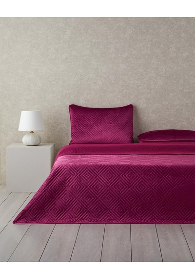 Kadife Size Yatak Örtüsü Takımı 240x220 Cm Fuşya Genel