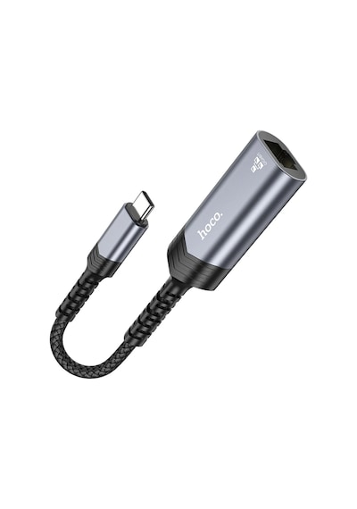Hoco. Ua26 Tak Çalıştır Type-c To Rj45 1000 Mbps Ethernet Dönüştürücü - Gri