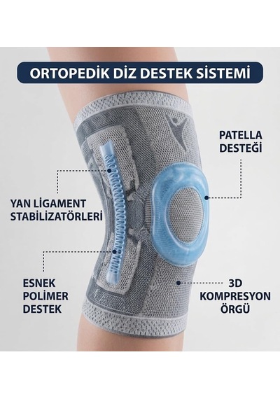 Patella Ligament Destekli 3d Örgü Dizlik - Esnek Eklem Sabitleyici - Sporcu Ve Günlük Kullanıma Uygun, Large Genel