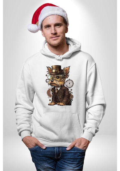 İş İnsanı Yorkshire Zamanda Yolculuk Kadın Erkek Beyaz Kapüşonlu Sweatshirt Hoodie Beyaz