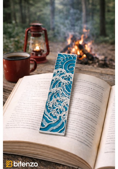 Mavi Dalgalar Desenli Kitap Ayracı