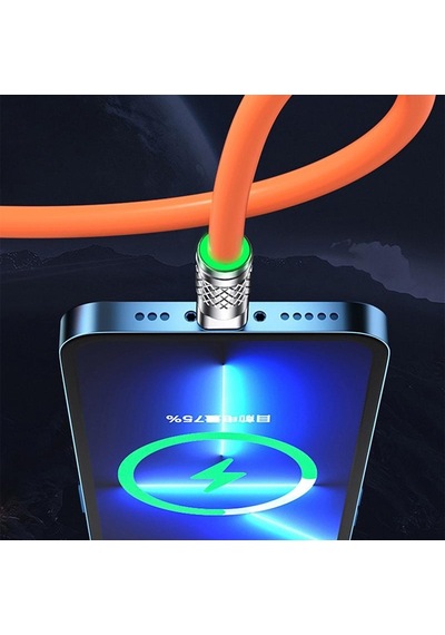 Turuncu 3ın1 6a 120w Usb Tip C Kablo Aydınlatma İçin Usb A'dan Tip-c'ye 8-pin Mikro Usb Kablosu