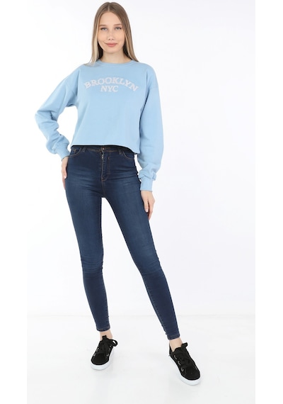 neslice Kadın Crop Havlu Nakışlı Sweat
