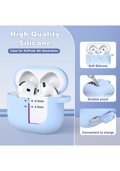 Apple Uyumlu AirPods 4. Nesil Kılıf Standart Yumuşak Silikon Kılıf Gökyüzü Mavisi