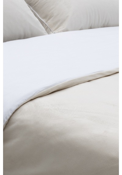 Koza Home Linda Krem Kadife Çift Kişilik Nevresim Takımı 200x220 4 Yastıklı Krem