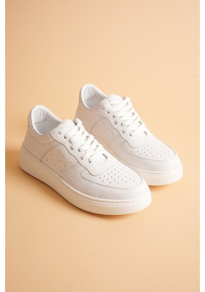 Analin Shoes Kadın Hakiki Deri Sneaker Bağcıklı Spor Ayakkabı Beyaz