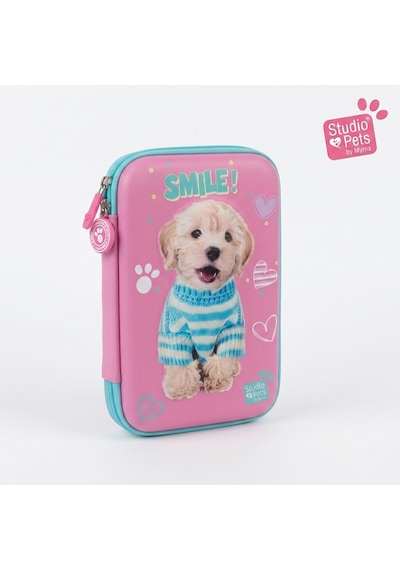 Bakgelal Studio Pets 3d Kabartmalı Kalem Kutusu Kedi Köpek Desenli Fermuarlı Bölmeli Okul Kalemliği Büyük - 9045016789168 124-Pembe