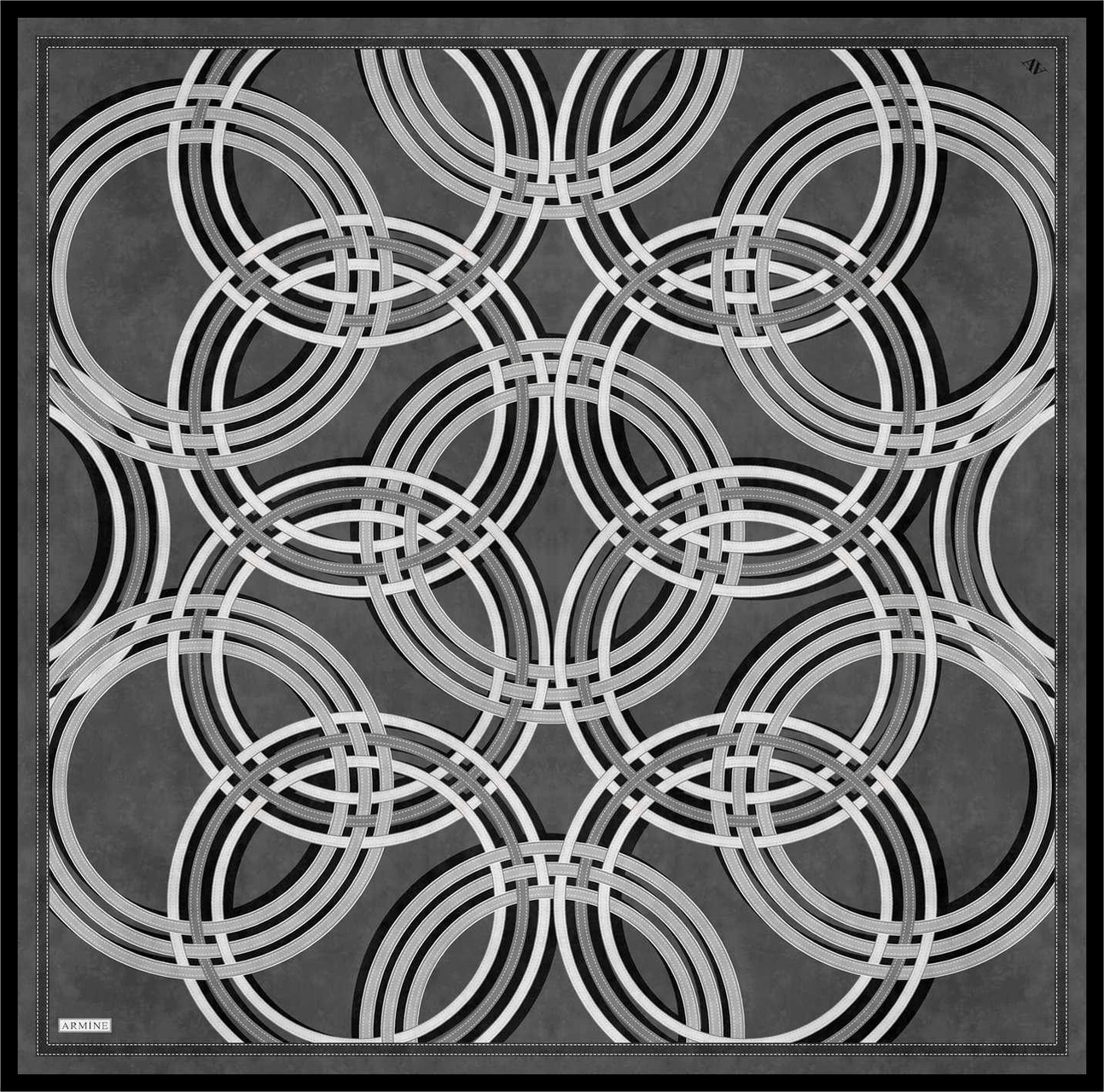 Armine Klasik Desenli Saf İpek Twill Eşarp 9333d 85 Füme
