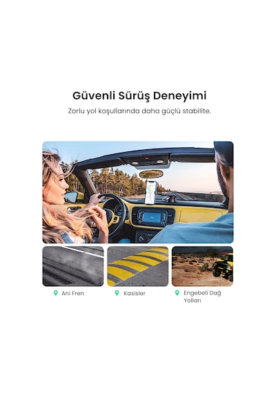 Ugreen Ayarlanabilir Kollu Araç İçi Vantuzlu Telefon Tutucu, Siyah, 60990b
