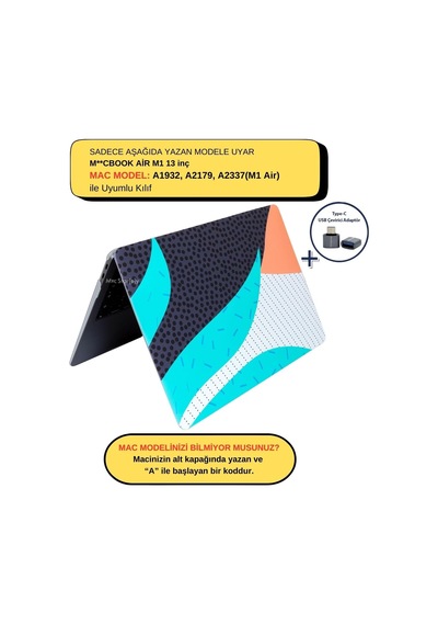 Macbook Air 13 İnç Kılıf A2337 M1 Uyumlu A1932 A2179 Sert Koruyucu Hard Case Desenli Mat Kapak Çizilme Ve Darbe Koruma Turkuaz Belirtilmemiş
