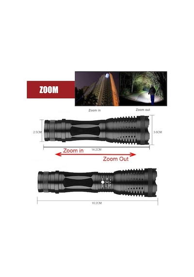 Valkyrie Çift Işık Dual Uv Mor Işık Ve Xml-t6 2000 Lümens El Feneri Siyah