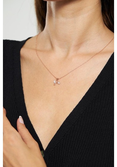 Zirkon Taşlı Rose Aşk Meleği Eros Gümüş Kolye